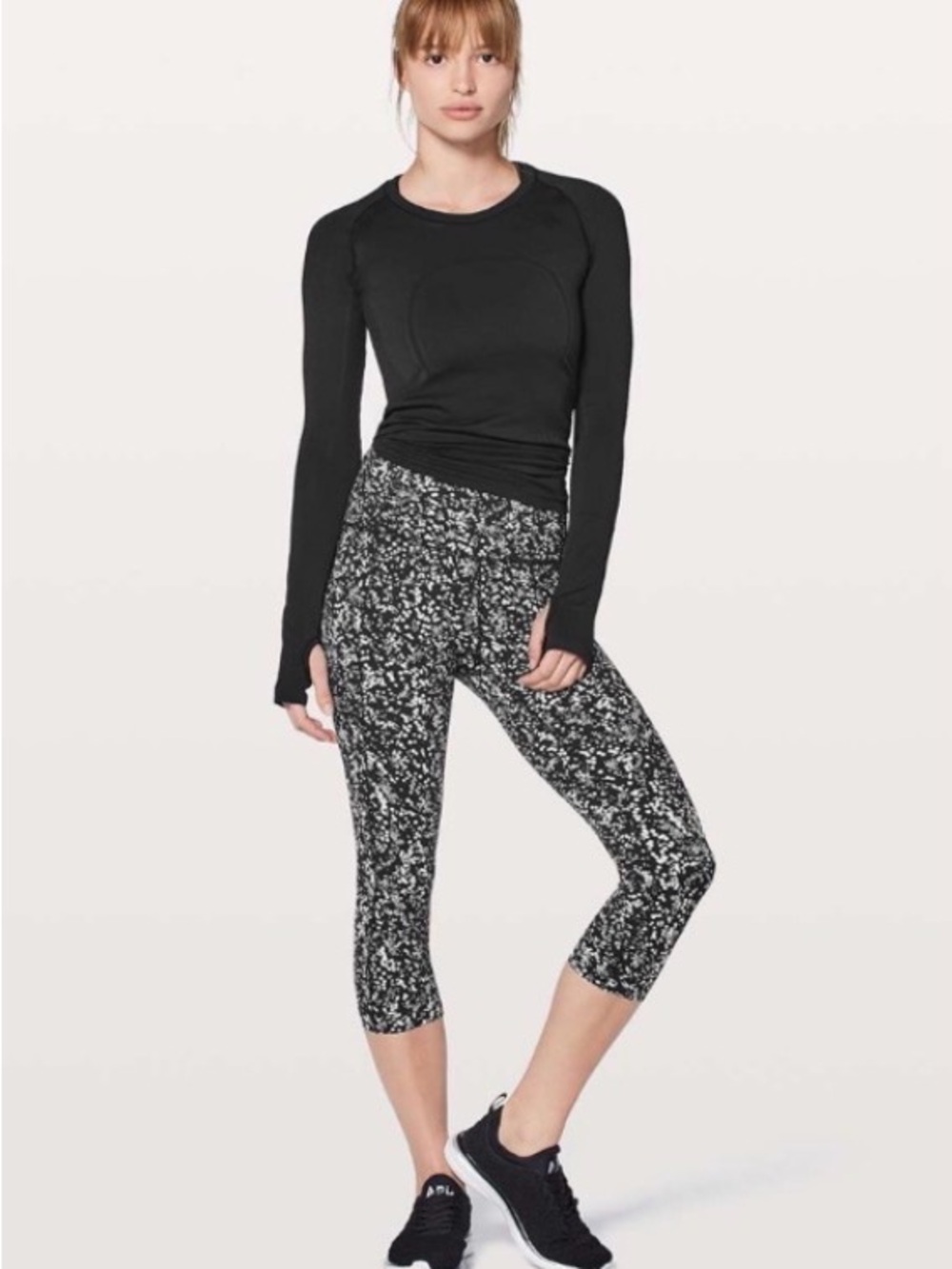 lululemon Black&White Speckle Leggings - Size 4 - Workout - Athleisure - Gym
